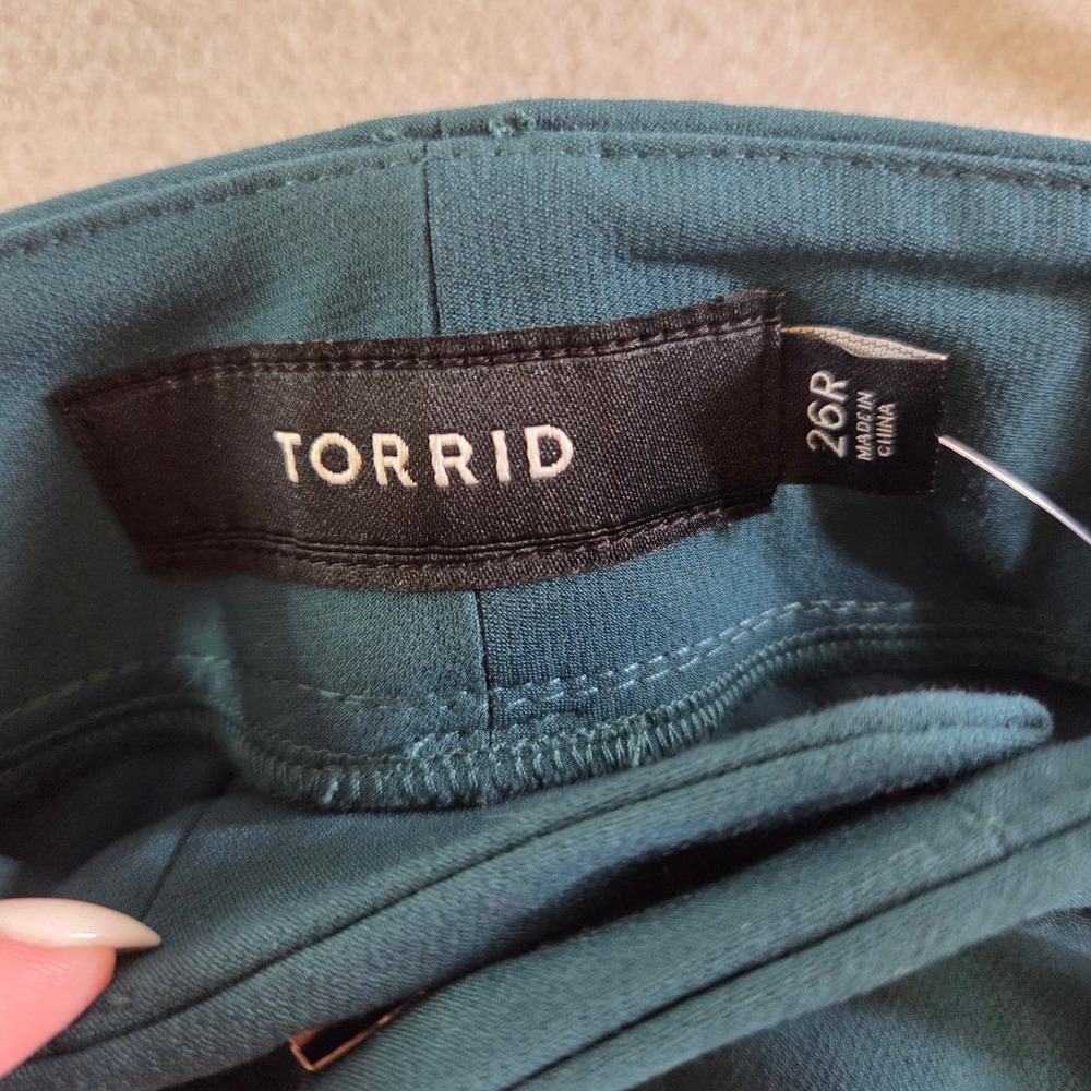 Torrid Womens 26R Plus Wide Leg Trousers Teal Green High Rise Career Pants NWT - Picture 4 of 6